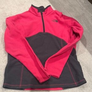 The North Face Hot Pink and Charcoal Quarter-Zip Fleece Pullover